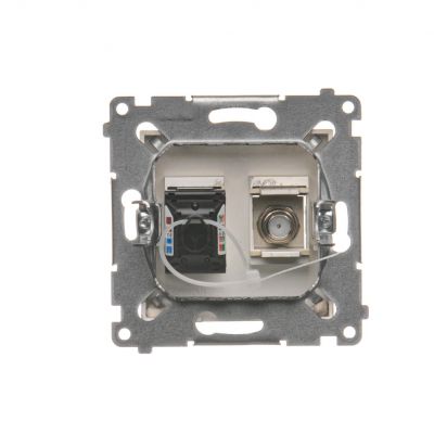 Simon 54 Gniazdo antenowe typu "F" + RJ45 kat.6 złoty mat DASFRJ45.01/44 KONTAKT (DASFRJ45.01/44)