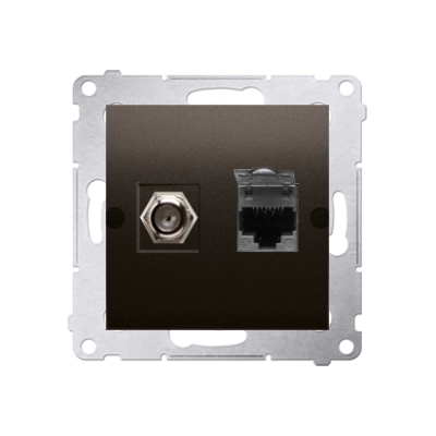 Simon 54 Gniazdo antenowe typu "F" + RJ45 kat.6 brąz mat DASFRJ45.01/46 KONTAKT (DASFRJ45.01/46)