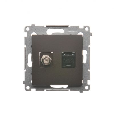 Simon 54 Gniazdo antenowe typu "F" + RJ45 kat.6 brąz mat DASFRJ45.01/46 KONTAKT (DASFRJ45.01/46)