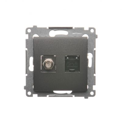 Simon 54 Gniazdo antenowe typu F + RJ45 kat.6 antracyt DASFRJ45.01/48 KONTAKT (DASFRJ45.01/48)
