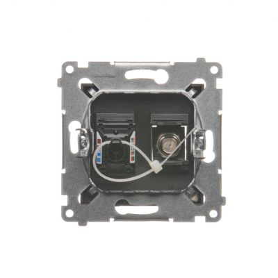 Simon 54 Gniazdo antenowe typu F + RJ45 kat.6 antracyt DASFRJ45.01/48 KONTAKT (DASFRJ45.01/48)