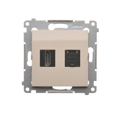 Simon 54 Gniazdo HDMI + RJ45 kat.6. kremowy DGHRJ45.01/41 KONTAKT (DGHRJ45.01/41)