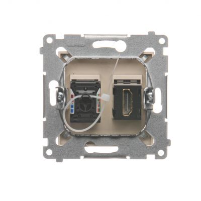 Simon 54 Gniazdo HDMI + RJ45 kat.6. kremowy DGHRJ45.01/41 KONTAKT (DGHRJ45.01/41)