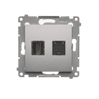 Simon 54 Gniazdo HDMI + RJ45 kat.6. srebrny mat DGHRJ45.01/43 KONTAKT (DGHRJ45.01/43)
