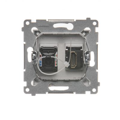 Simon 54 Gniazdo HDMI + RJ45 kat.6. srebrny mat DGHRJ45.01/43 KONTAKT (DGHRJ45.01/43)