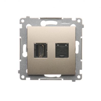 Simon 54 Gniazdo HDMI + RJ45 kat.6. złoty mat DGHRJ45.01/44 KONTAKT (DGHRJ45.01/44)
