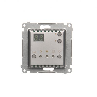 Simon 54 Regulator temperatury z wyświetlaczem z czujnikiem wewnętrznym 16(2) A 230V srebrny mat DTRNW.01/43 KONTAKT (DTRNW.01/43)