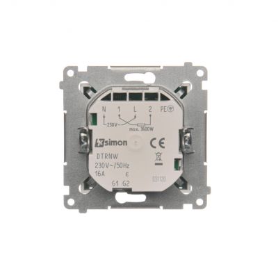 Simon 54 Regulator temperatury z wyświetlaczem z czujnikiem wewnętrznym 16(2) A 230V srebrny mat DTRNW.01/43 KONTAKT (DTRNW.01/43)