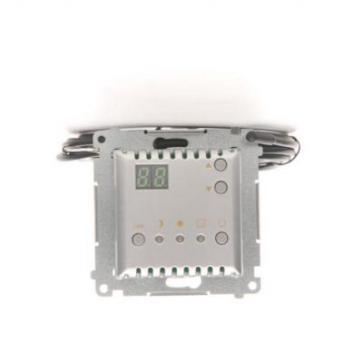 Simon 54 Regulator temperatury z wyświetlaczem z czujnikiem zewnętrznym 16(2) A 230V srebrny mat *W komplecie czujnik zewnętrzny (sonda) DTRNSZ.01/43 KONTAKT (DTRNSZ.01/43)