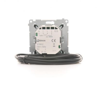 Simon 54 Regulator temperatury z wyświetlaczem z czujnikiem zewnętrznym 16(2) A 230V antracyt *W komplecie czujnik zewnętrzny (sonda) DTRNSZ.01/48 KONTAKT (DTRNSZ.01/48)