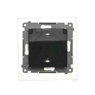Simon 54 Gniazdo Schuko do wersji IP44 z przesłonami z uszczelką ramki 16A 250V zaciski śrubowe klapka transparentna brąz mat DGSZ1BZ.01/46A KONTAKT (DGSZ1BZ.01/46A)