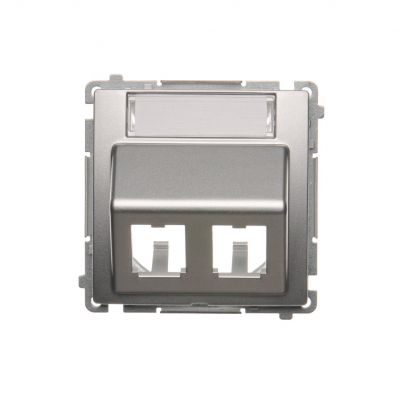 Simon Basic Pokrywa gniazd teleinformatycznych na wkłady RJ typu: Panduit skośna podwójna z polem opisowym. Montaż do puszki na wkręty srebrny mat BMGPS2P.02/43 KONTAKT (BMGPS2P.02/43)