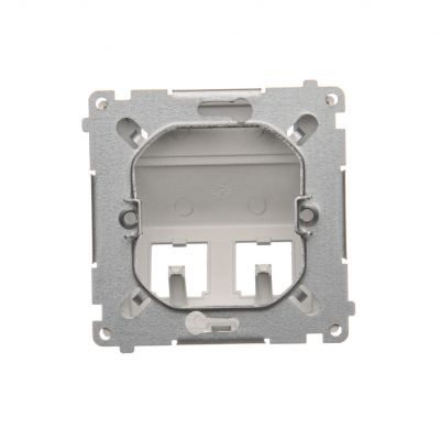 Simon Basic Pokrywa gniazd teleinformatycznych na wkłady RJ typu: Panduit skośna podwójna z polem opisowym. Montaż do puszki na wkręty srebrny mat BMGPS2P.02/43 KONTAKT (BMGPS2P.02/43)