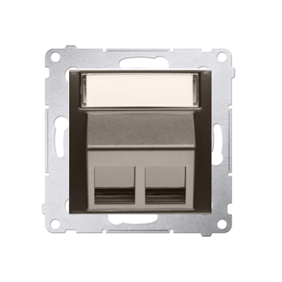 Simon 54 Pokrywa gniazd teleinformatycznych na Keystone skośna podwójna z polem opisowym . Montaż na łapki i wkręty brąz mat DKP2S.01/46 KONTAKT (DKP2S.01/46)