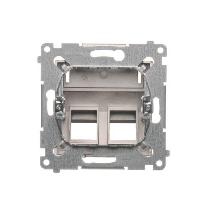 Simon 54 Pokrywa gniazd teleinformatycznych na Keystone skośna podwójna z polem opisowym . Montaż na łapki i wkręty brąz mat DKP2S.01/46 KONTAKT (DKP2S.01/46)