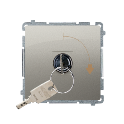 Simon Basic Łącznik pojedynczy jednobiegunowy z kluczem 2 pozycyjny /0-I/ styk N/O Możliwość wyjęcia klucza w każdej pozycji satynowy BMW1K.01/29 KONTAKT (BMW1K.01/29)