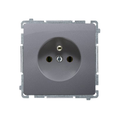 Simon Basic Gniazdo wtyczkowe pojedyncze z uziemieniem 16A 250V z przesłonami torów prądowych szybkozłączka srebrny mat BMGZ1CZ.01/43 BMGZ1cz.01/43 KONTAKT (BMGZ1cz.01/43)