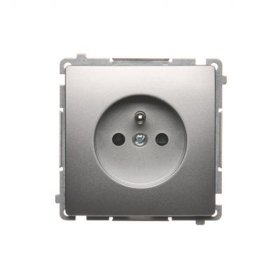 Simon Basic Gniazdo wtyczkowe pojedyncze z uziemieniem 16A 250V z przesłonami torów prądowych szybkozłączka srebrny mat BMGZ1CZ.01/43 BMGZ1cz.01/43 KONTAKT (BMGZ1cz.01/43)