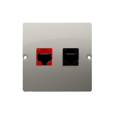 Simon Basic Gniazdo komputerowe RJ45 kat.5e + telefoniczne RJ12 . Montaż gniazda na wkręty do puszki satynowy BM5T.02/29 KONTAKT (BM5T.02/29)