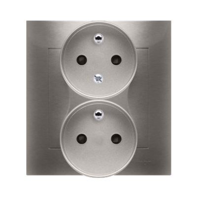 Simon 54 Gniazdo wtyczkowe z uziem. podwójne z funkcją niezmienności faz z przesłonami16A 250V zac. śrubowe. Kompletne - nie do ramek złoty mat DGZ2TZ/44 KONTAKT (DGZ2TZ/44)