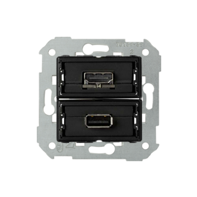 Simon 82 Gniazdo USB + HDMI (V1.4) żeńskie. Podłączenie HDMI kątowe. !Wymagana puszka podtynkowa wielopolowa (nie łączona) 7501095-039 KONTAKT (7501095-039)