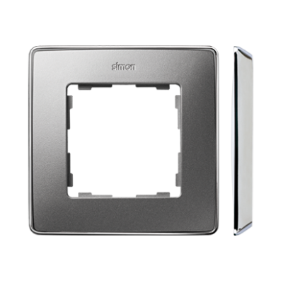 Simon 82 Detail Ramka 1-krotna Detail SELECT-metal ALUMINIUM / podstawa Chrom 8201610-093 KONTAKT (8201610-093)