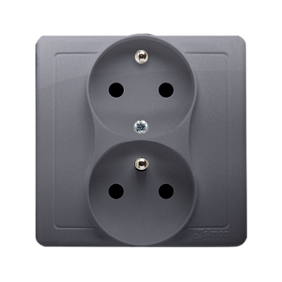 Simon Basic Gniazdo wtyczkowe z uziemieniem podwójne z funkcją niezmienności faz 16A 250V zaciski śrubowe. Kompletne - nie do ramek stal inox BMGZ2T/21 KONTAKT (BMGZ2T/21)