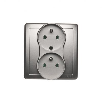 Simon Basic Gniazdo wtyczkowe z uziemieniem podwójne z funkcją niezmienności faz 16A 250V zaciski śrubowe. Kompletne - nie do ramek satynowy BMGZ2T/29 KONTAKT (BMGZ2T/29)