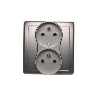 Simon Basic Gniazdo wtyczkowe z uziemieniem podwójne z funkcją niezmienności faz z przesłonami 16A 250V zaciski śrubowe. Kompletne - nie do ramek stal inox BMGZ2TZ/21 KONTAKT (BMGZ2TZ/21)
