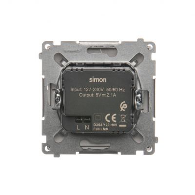 Simon Basic Ładowarka 2 x USB 2.1 A 5V DC 230V stal inox BMC2USB.01/21 KONTAKT (BMC2USB.01/21)