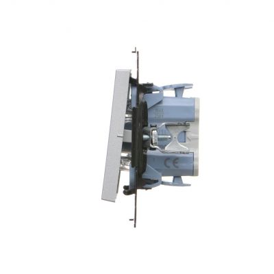 Simon 55 Łącznik pojedynczy jednobiegunowy z podświetleniem LED szybkozłączka Aluminium mat TW1L.01/143 KONTAKT (TW1L.01/143)