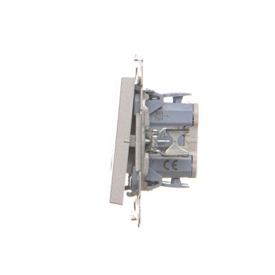 Simon 55 Łącznik dwubiegunowy z podświetleniem LED szybkozłączka Aluminium mat TW2L.01/143 KONTAKT (TW2L.01/143)