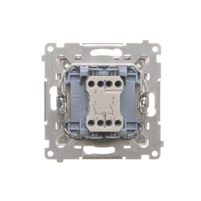 Simon 55 Łącznik dwubiegunowy z podświetleniem LED szybkozłączka Aluminium mat TW2L.01/143 KONTAKT (TW2L.01/143)