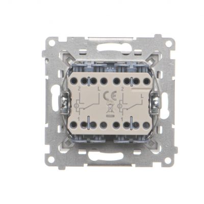 Simon 55 Łącznik schodowy podwójny z podświetleniem – osobne podświetlenie dla każdego klawisza szybkozłączka Aluminium mat TW6/2L2.01/143 KONTAKT (TW6/2L2.01/143)