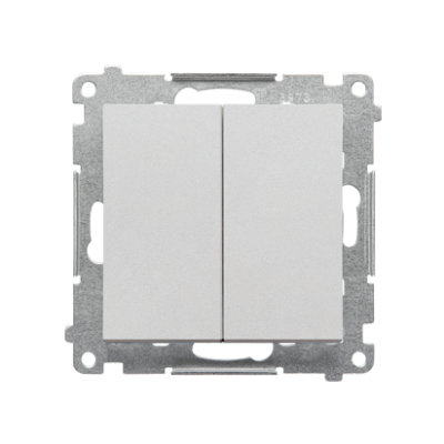 Simon 55 Łącznik pojedynczy jednobiegunowy + łacznik dwubiegunowy – 2 klawisze zaciski gwintowe Aluminium mat TW12A.01/143 KONTAKT (TW12A.01/143)