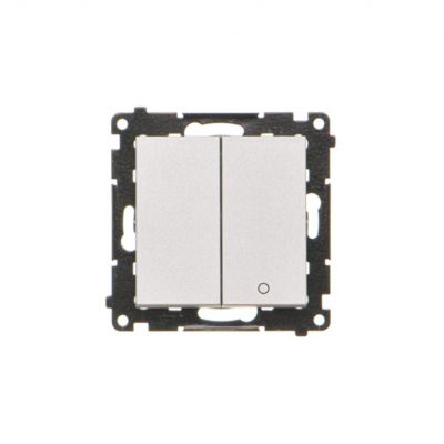 Simon 55 Łącznik pojedynczy jednobiegunowy + łacznik dwubiegunowy – 2 klawisze zaciski gwintowe Aluminium mat TW12A.01/143 KONTAKT (TW12A.01/143)