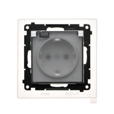 Simon 55 Gniazdo Schuko do wersji IP44 z przesłonami z uszczelką ramki szybkozłączka Klapka transparentna Biały mat TGSZ1BCZ.01/111A KONTAKT (TGSZ1BCZ.01/111A)