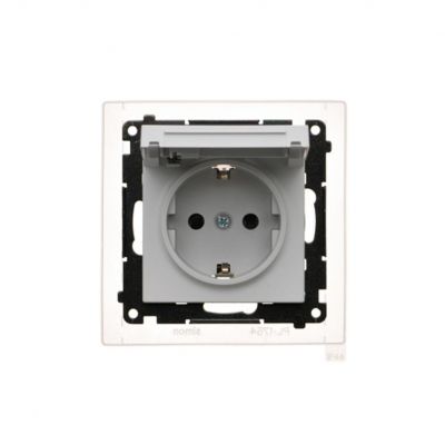 Simon 55 Gniazdo Schuko do wersji IP44 z przesłonami z uszczelką ramki szybkozłączka Klapka W kolorze pokrywy Jasnoszary mat TGSZ1BCZ.01/114 KONTAKT (TGSZ1BCZ.01/114)