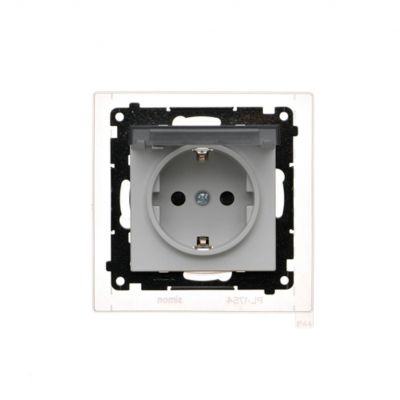 Simon 55 Gniazdo Schuko do wersji IP44 z przesłonami z uszczelką ramki szybkozłączka Klapka transparentna Jasnoszary mat TGSZ1BCZ.01/114A KONTAKT (TGSZ1BCZ.01/114A)