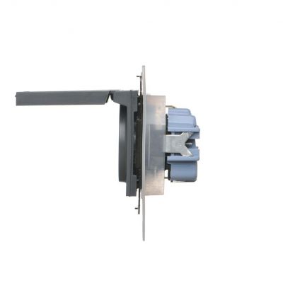 Simon 55 Gniazdo Schuko do wersji IP44 z przesłonami z uszczelką ramki szybkozłączka Klapka W kolorze pokrywy Grafitowy mat TGSZ1BCZ.01/116 KONTAKT (TGSZ1BCZ.01/116)