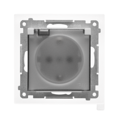 Simon 55 Gniazdo Schuko do wersji IP44 z przesłonami z uszczelką ramki szybkozłączka Klapka transparentna Aluminium mat TGSZ1BCZ.01/143A KONTAKT (TGSZ1BCZ.01/143A)