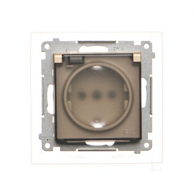 Simon 55 Gniazdo Schuko do wersji IP44 z przesłonami z uszczelką ramki szybkozłączka Klapka transparentna Szampański mat TGSZ1BCZ.01/144A KONTAKT (TGSZ1BCZ.01/144A)