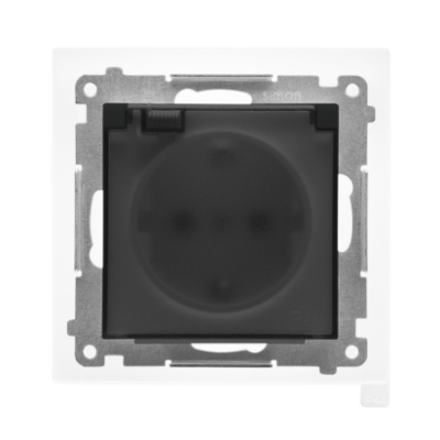 Simon 55 Gniazdo Schuko do wersji IP44 z przesłonami z uszczelką ramki szybkozłączka Klapka transparentna Czarny mat TGSZ1BCZ.01/149A KONTAKT (TGSZ1BCZ.01/149A)