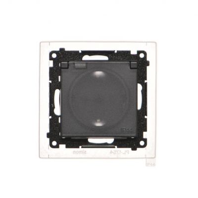 Simon 55 Gniazdo Schuko do wersji IP44 z przesłonami z uszczelką ramki szybkozłączka Klapka transparentna Czarny mat TGSZ1BCZ.01/149A KONTAKT (TGSZ1BCZ.01/149A)