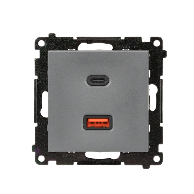 SIMON 55 Ładowarka USB typ C+A 30W 230V grafitowy mat TEC2CAQ.01/116 KONTAKT (TEC2CAQ.01/116)