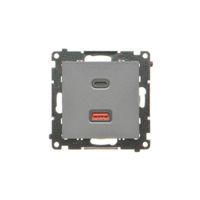 SIMON 55 Ładowarka USB typ C+A 30W 230V grafitowy mat TEC2CAQ.01/116 KONTAKT (TEC2CAQ.01/116)
