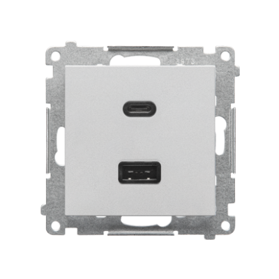 SIMON 55 Ładowarka typ USB C+A 30W 230V aluminium mat TEC2CAQ.01/143 KONTAKT (TEC2CAQ.01/143)