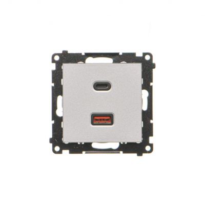 SIMON 55 Ładowarka typ USB C+A 30W 230V aluminium mat TEC2CAQ.01/143 KONTAKT (TEC2CAQ.01/143)