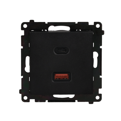 SIMON 55 Ładowarka USB typ C+A 30W 230V czarny mat TEC2CAQ.01/149 KONTAKT (TEC2CAQ.01/149)