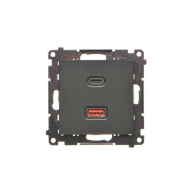 SIMON 55 Ładowarka USB typ C+A 30W 230V czarny mat TEC2CAQ.01/149 KONTAKT (TEC2CAQ.01/149)